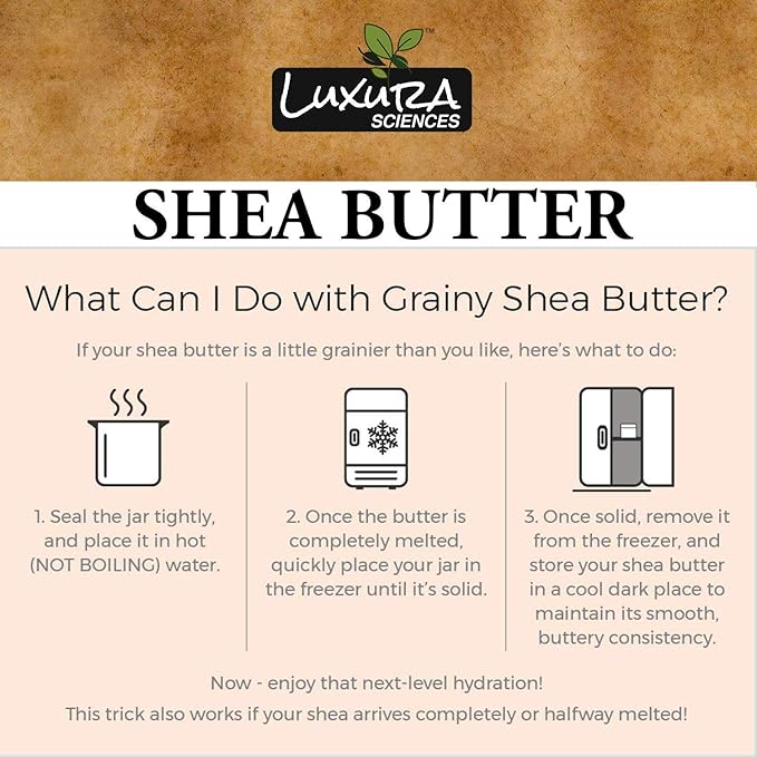 Luxura Sciences African Shea Butter | 100% Pure & Unrefined Raw Shea Butter for Skin & Hair | Deep Moisturizer for Face, Body & Scalp | Ideal for DIY Lotion, Soap Making & Lip Balm | 7.05 Oz (200g)