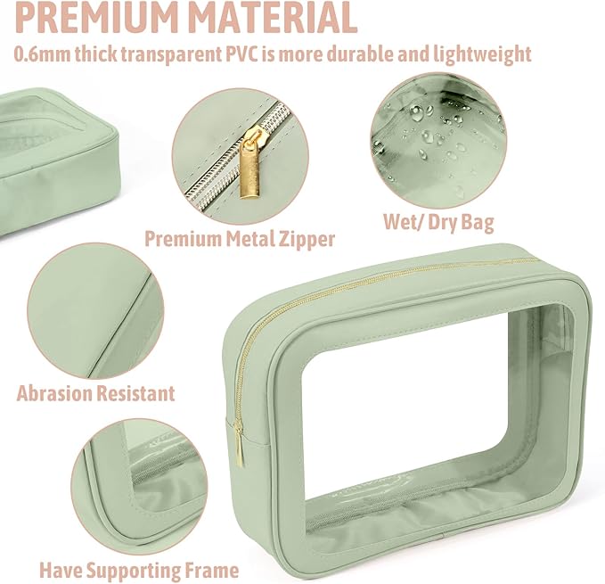 5 Pack Clear Toiletry Bag,TSA Approved Travel Makeup Pouch with Zipper for Cosmetics and Toiletries，Diaper Bag Organizer Pouch Set,Purse Organizer for Christmas Women Gift