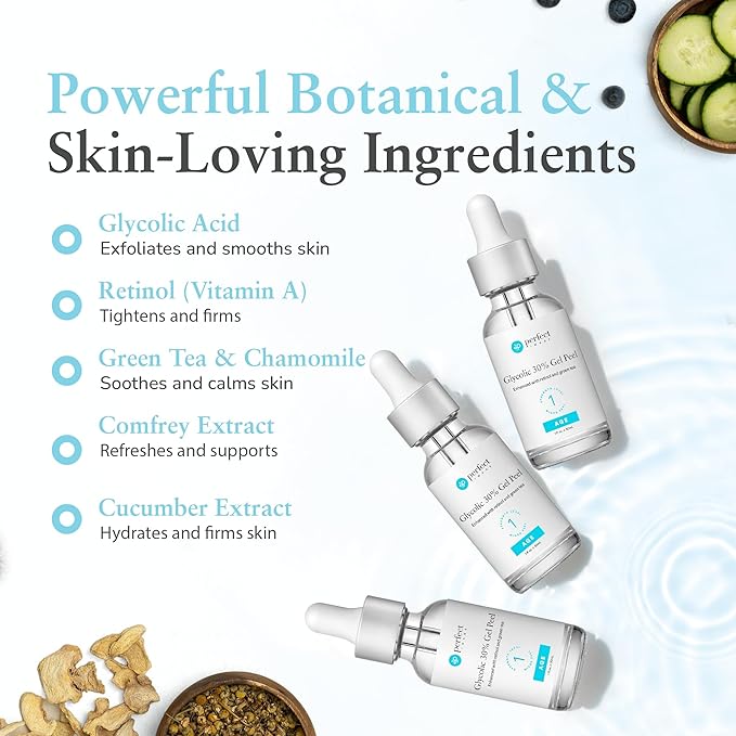 Glycolic Acid 30% Gel Peel - Enhanced with Retinol and Green Tea Extract (Professional Chemical Peel)- 1 fl oz 30mL