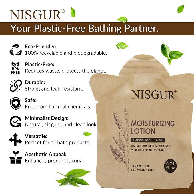 Body Lotion Bulk 0.75 oz 200 Pack Non Plastic Hotel Lotion Paper Pouch Travel Lotion Bulk Aloe and Green Tea Extract Infused Hotel Supplies and Toiletries for Guest