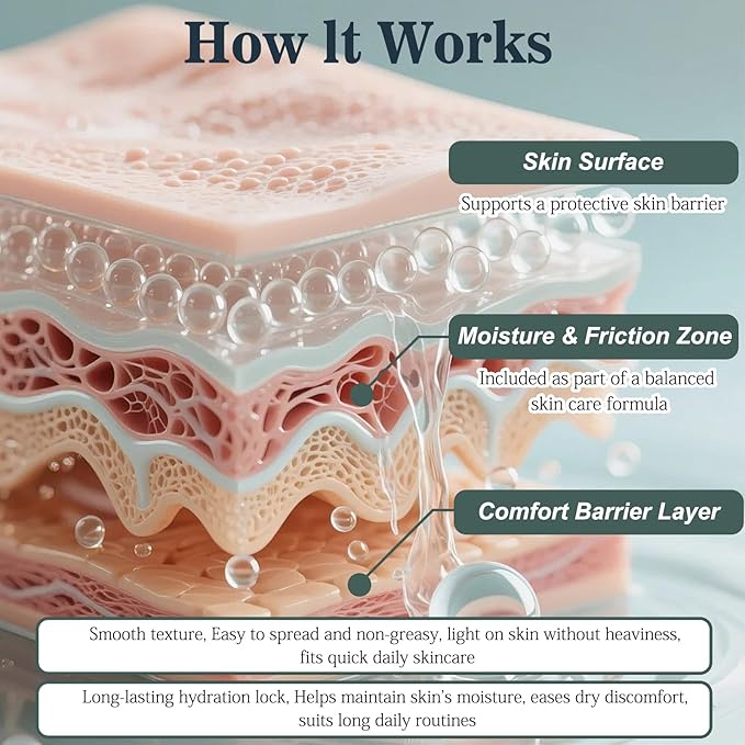 2Pcs Intertrigo Relief Cream, Skin Fold Barrier Cream for Moisture & Friction Protection, Fast-Drying Non-Greasy Formula for Friction-Prone Areas, 2 oz / 57g