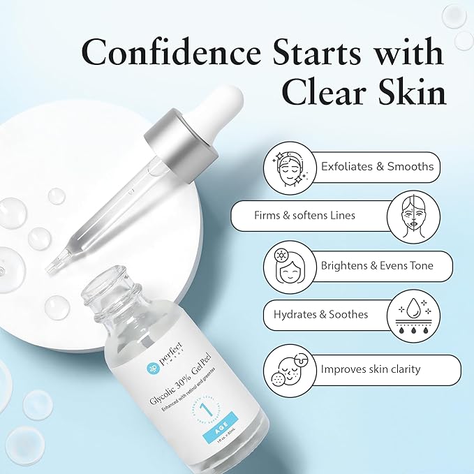 Glycolic Acid 30% Gel Peel - Enhanced with Retinol and Green Tea Extract (Professional Chemical Peel)- 1 fl oz 30mL