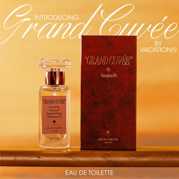 VACATION “GRAND CUVÉE” Eau de Toilette Sunscreen, Amber Vanilla Perfume, Unisex Summer Scent with Argan, Peach, Cedarwood & Vanilla Bean, 1 Fl. Oz.