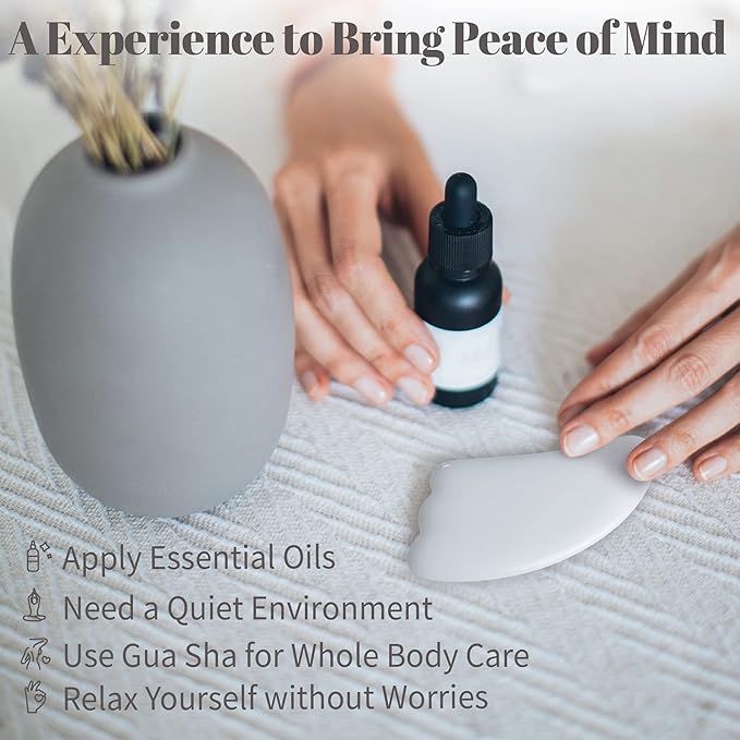 Rena Chris Guasha Massage Tool, 4 Pcs Gua Sha Facial Tool, Guasha Board for SPA Acupuncture Therapy Trigger Point Treatment, Gua Sha Scraping Massage Tool (White)