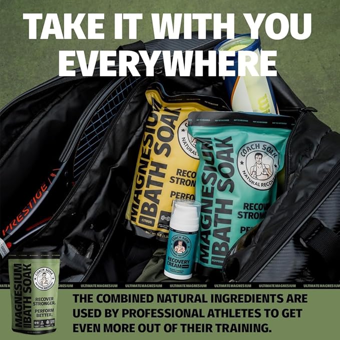 Coach Soak Epsom Salt Alternative Bath Soak & Cream with Magnesium Flakes - 1.61 lb (Pack of 2) - Cooling Peppermint - Foot Soak & Bath Salts for Relaxing Muscle Support & Skin Softening