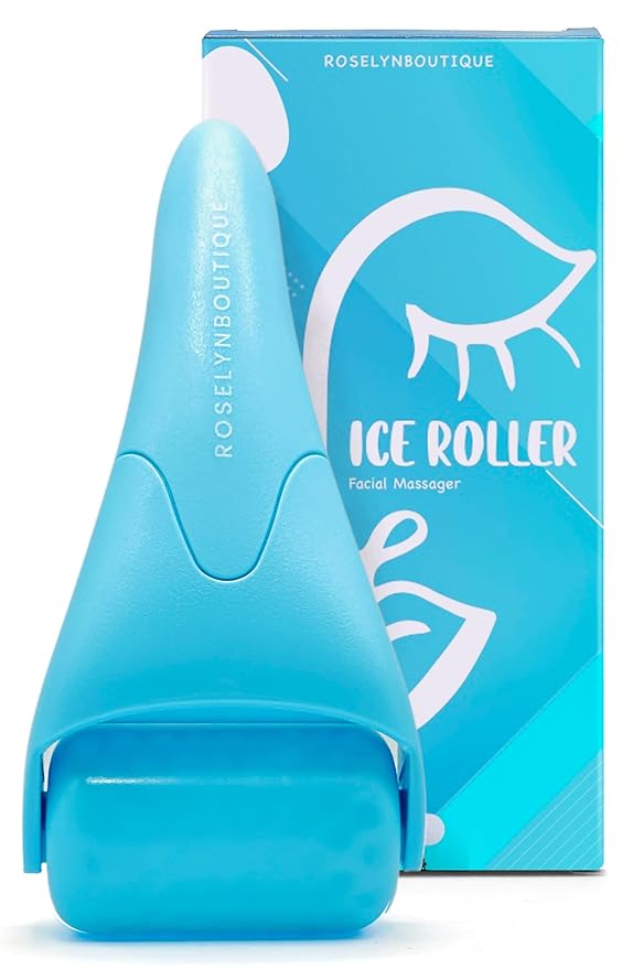 ROSELYNBOUTIQUE Ice Roller for Face Wrinkles Fine Lines Puffiness Stick Massager Facial Skin Care Tools Self Care Gifts for Men Women (Blue)