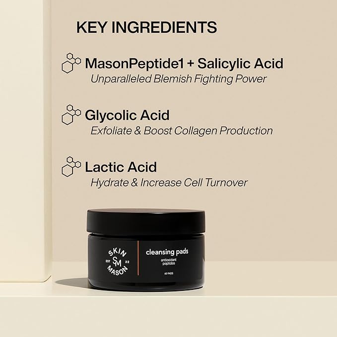 Daily Exfoliating Pads by SkinMason - Cleansing, Hydrating, Peptide Powered
