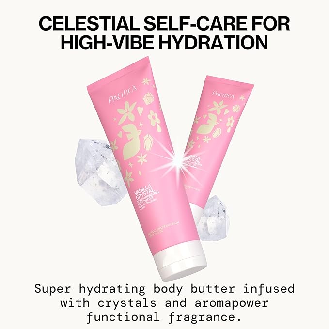 Pacifica Vanilla Crystal Body Butter Lotion – Super Hydrating Moisturizer for Dry Skin, Rich Shea Butter & Vitamin E Formula, Vegan, Cruelty-Free, Clean Beauty, Vanilla Scent, 6 oz