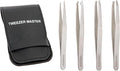 – Professional Tweezer Set [Silver] – Stainless Steel Slant & Pointed Tips for Eyebrow & Facial Hair Removal – Rust-Resistant Grooming Tool with Travel Case