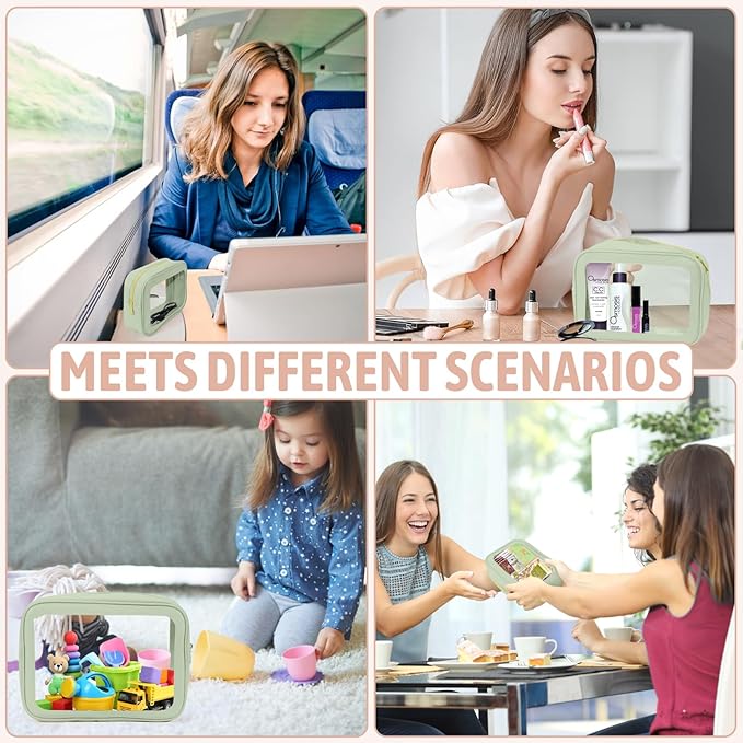 5 Pack Clear Toiletry Bag,TSA Approved Travel Makeup Pouch with Zipper for Cosmetics and Toiletries，Diaper Bag Organizer Pouch Set,Purse Organizer for Christmas Women Gift