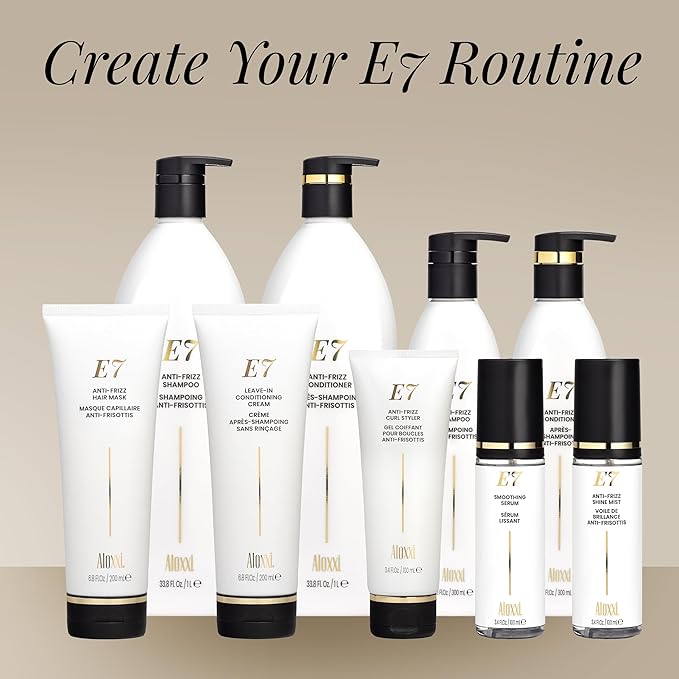 ALOXXI E7 Smoothing Serum, Lightweight Hair Serum with 7 Essential Oils, Smoothes, Strengthens & Adds Shine, for All Hair Types, 3.4 Fl Oz