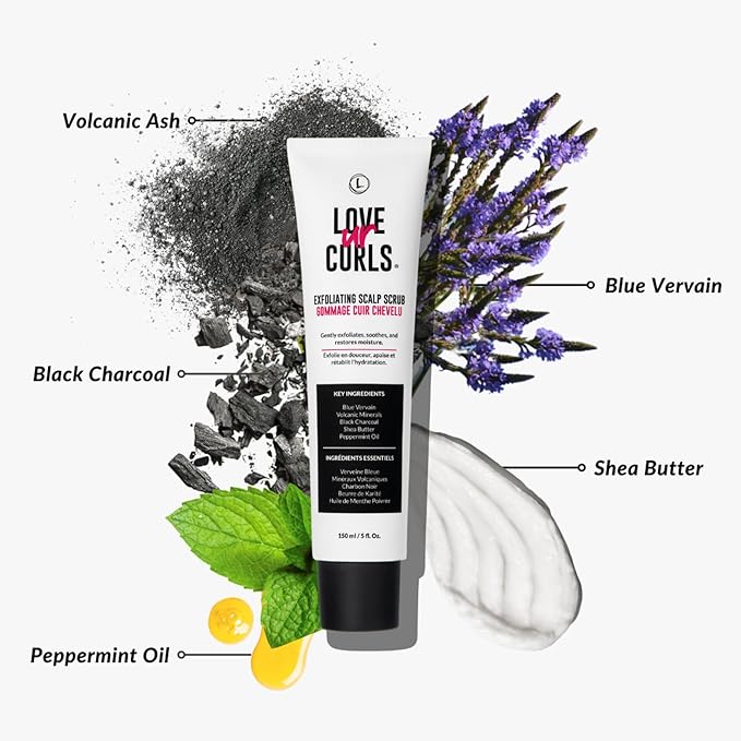Love Ur Curls Exfoliating Scalp Scrub, Moisturizing, Gentle Build Up Removal for Curly Hair - with Peppermint Oil, for Alll Curl Types, 150mL