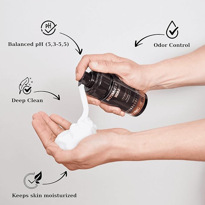 Intimate Wash for Men with Green Tea & Orange Oil | pH Balanced Masculine Foam - Natural Ingredients | Cool, refreshing feeling | Daily Hygiene Care 3.38 fl oz