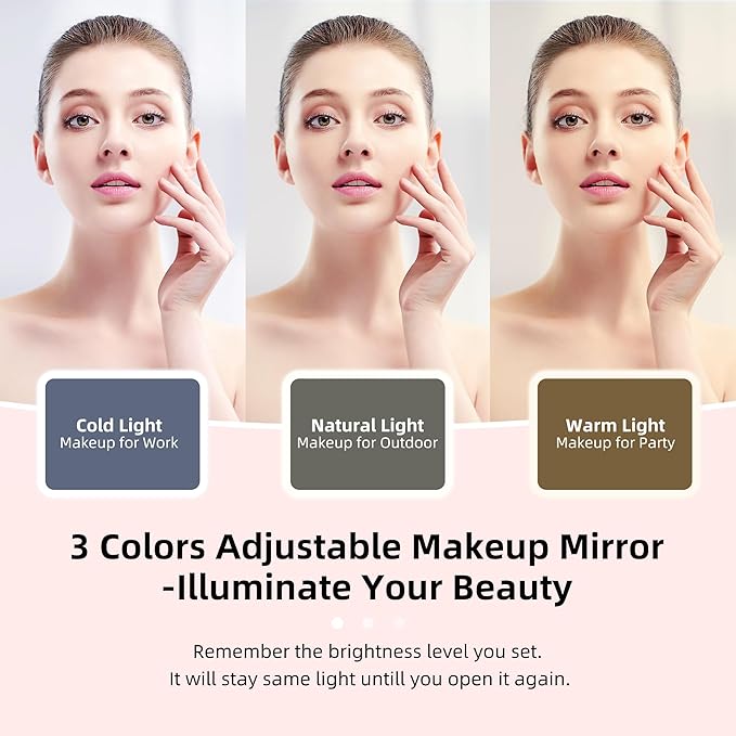 ZhenGuiRu Travel Makeup Bag with LED Mirror – Waterproof Cosmetic Train Case with Adjustable Dividers, Portable Makeup Organizer and Toiletry Bag for Women, Teens & Girls Gift, Blue