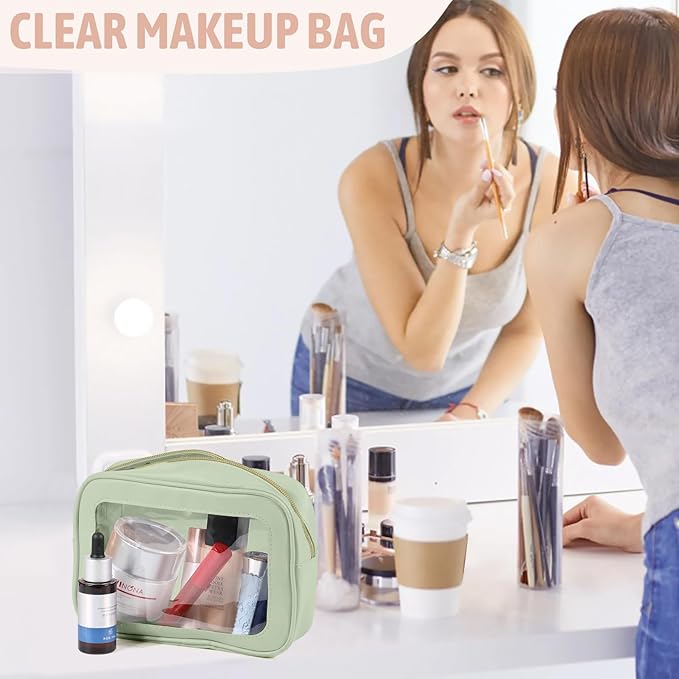 5 Pack Clear Toiletry Bag,TSA Approved Travel Makeup Pouch with Zipper for Cosmetics and Toiletries，Diaper Bag Organizer Pouch Set,Purse Organizer for Christmas Women Gift