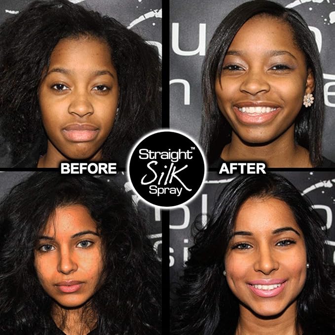 Straight Silk Spray with Moroccan Argan Oil | Hair Straightening Protector & Detangler | Alcohol-Free | Heat Protectant up to 450°F | Flat-Iron | Blow-Dry | Unscented | Hair Spray | MADE IN USA (64oz)