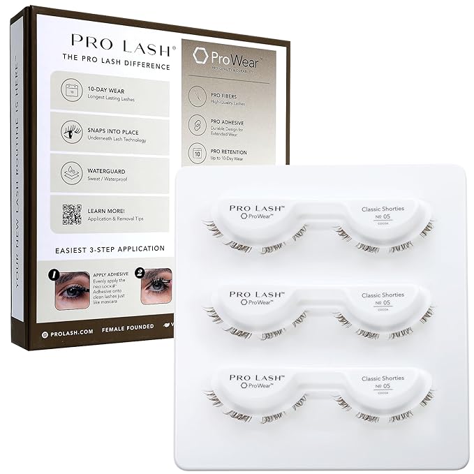 Pro Lash ProWear Professionally Styled Lash Clusters - Easiest to Apply Eyelash Cluster - 10 Day Eyelashes - Waterproof Lashes Clusters - 3 Sets - Classic Shorties No. 05 - Cocoa