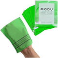Modu Korean Exfoliating Mitts Small 6PCS (Green) – Exfoliating Gloves Body Scrubber Italy Towel Washcloth for Korean Spa at Home, Dead Skin Remover, 100% Vegan Viscose