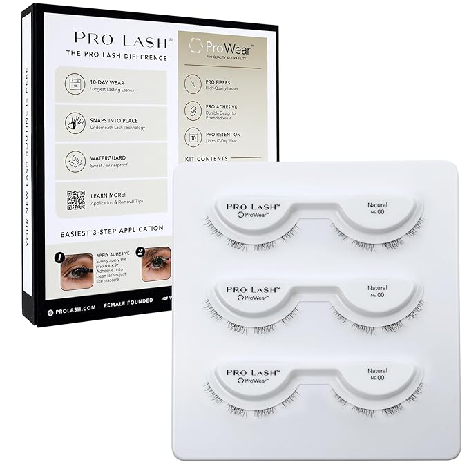 Pro Lash ProWear Professionally Styled Lash Clusters - Easiest to Apply Eyelash Cluster - 10 Day Eyelashes - Waterproof Lashes Clusters - 3 Sets - Natural No. 00 - Black