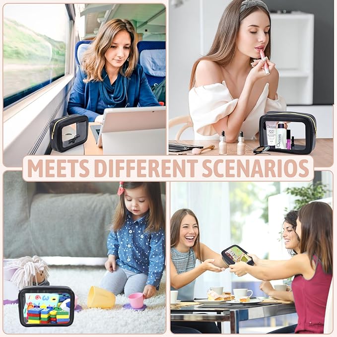 YOPCDJ 3PCS Diaper Bag Organizer Pouch Set, TSA Approved Toiletry Bag，Clear Waterproof TPU Makeup Bag Set Travel Organizer Bags for Women and Kids