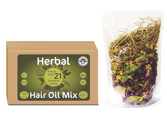 Herbal Hair Oil Mix | 76 g x 3 packs | 21 Essential herbs for hair growth | Make your own hair oil with 21, 100% Natural herbs & Seeds | Product of India