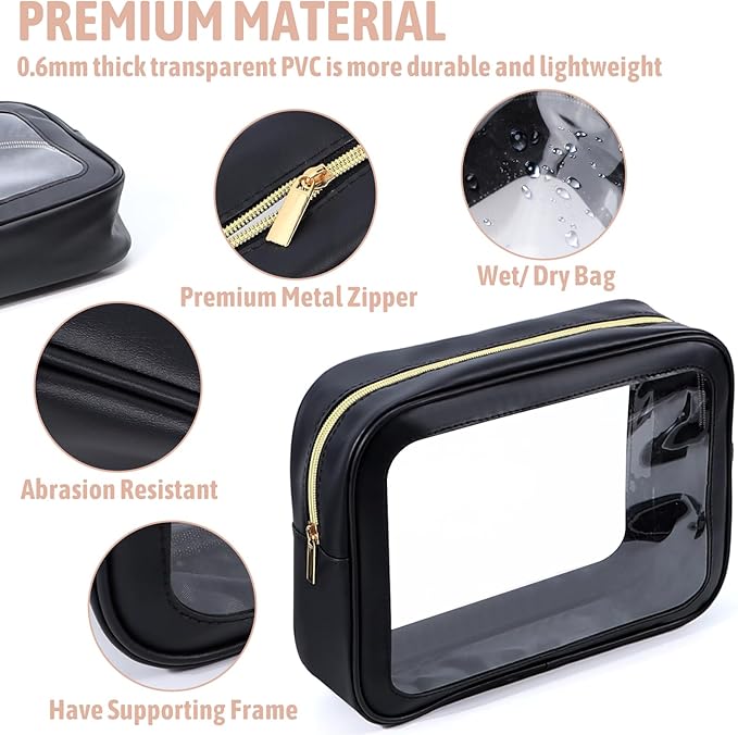 YOPCDJ 5PCS Diaper Bag Organizer Pouch Set, TSA Approved Toiletry Bag，Clear Waterproof TPU Makeup Bag Set Travel Organizer Bags for Women and Kids