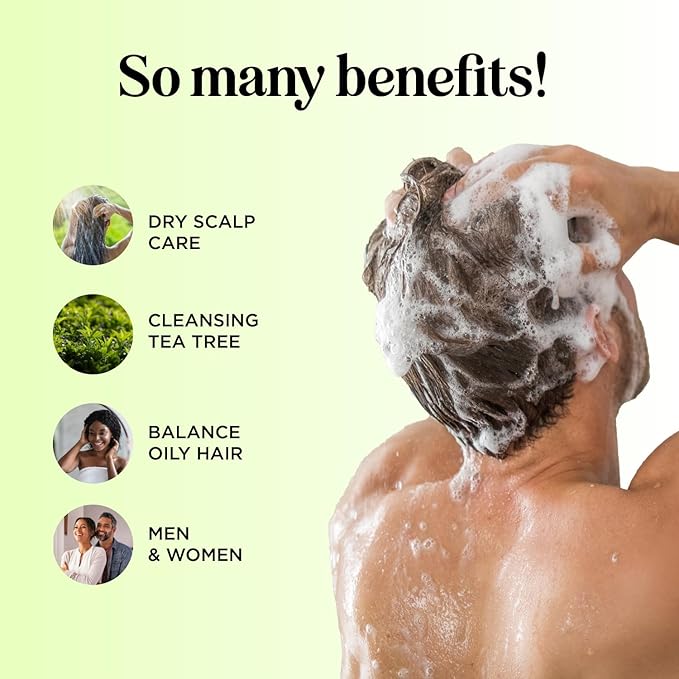 Clarifying Shampoo for Build Up & Oily Hair - Tea Tree Shampoo for Men and Women with Rosemary Essential Oil for Oily Hair and Scalp - Color Safe Vegan Sulfate Silicone & Paraben Free (8 Fl Oz)