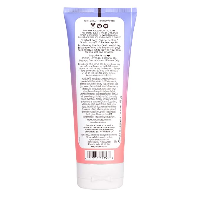 Pacifica Lavender Moon Body Scrub, Gently Exfoliates & Polishes Dead Skin, For All Skin Types, Ven & Cruelty-Free, 6 Fl Oz