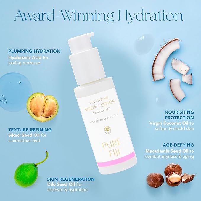 PURE FIJI Hydrating Body Lotion Travel Size, Frangipani (3oz/90ml)