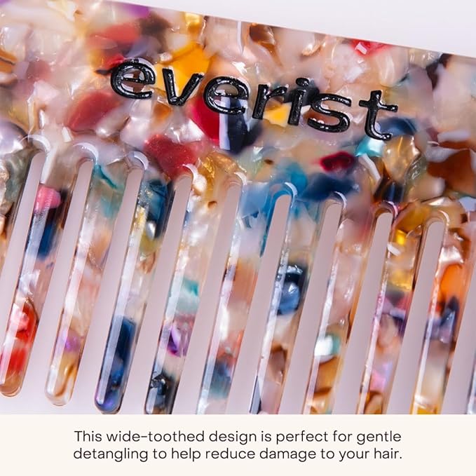 Everist Confetti Comb – Recycled, Travel-Friendly Wide-Tooth Detangling Comb for All Hair Types