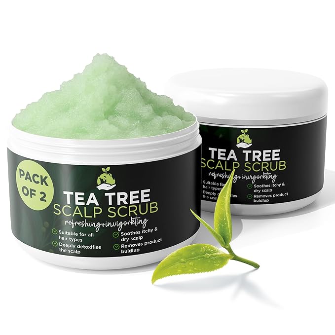 Tea Tree Scalp Scrub | Itchy & Dry Scalp Care with Tea Tree Oil, Quartz Powder & Sea Salt | Gently Exfoliates, Helps Reduce Flakes, Supports Healthy Hair Growth & Scalp Balance (pack of 2)
