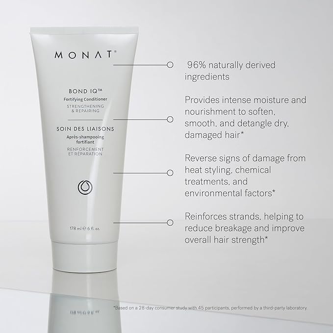 MONAT BOND IQ™ Fortifying Conditioner – Strengthening & Repairing Formula for Softer, Smoother Hair - Restores Resilience, Reduces Breakage, Boosts Shine & Manageability – 178 ml / 6 fl oz