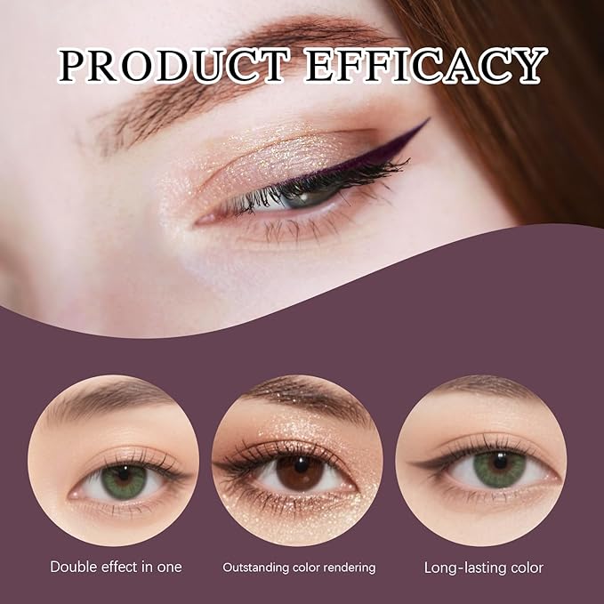 Mitlume Perfect Color Duo-Shadow Liner 2-in-1 Eyeliner & Eyeshadow,Chiura Plum Eyeshadow Stick,Waterproof Smudge-Proof Long-Lasting Makeup, Effortless Smoky or Natural Eye Makeup,Easy to Color(01+06)