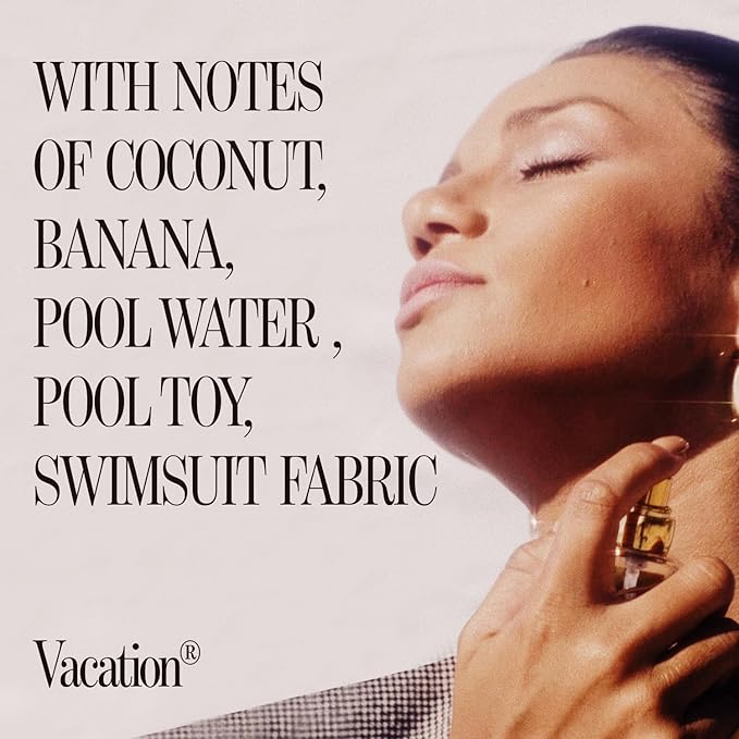 VACATION Sunscreen Eau de Toilette, Beach Coconut Perfume, Unisex Scent of Sunscreen & Summer, Travel Size, 1 Fl. Oz.