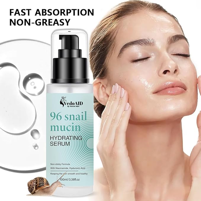 (1Pc) VedoAID Snail Mucin 96% Repair Essence: Advanced Hydrating Serum for Skin Repair, Anti-Aging, and Discoloration Correction (100ml)