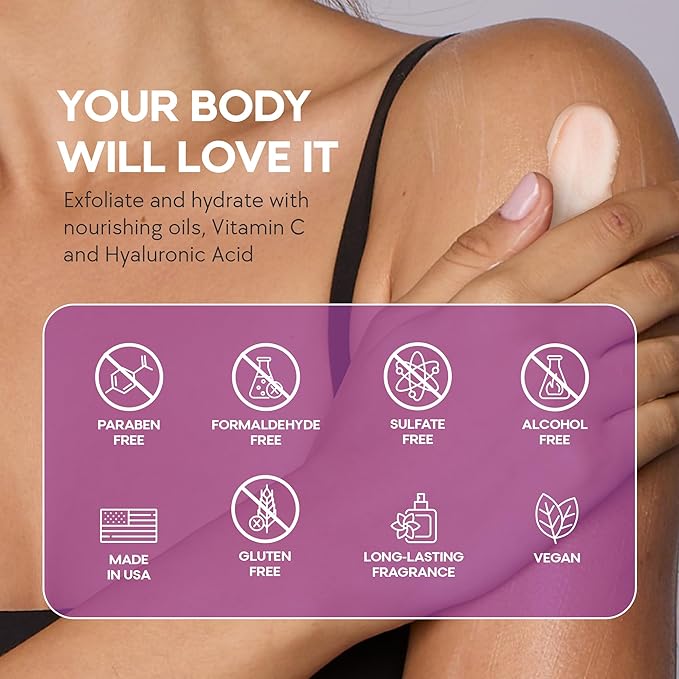 Dermasuri - Exfoliating Sugar Scrub - Body Scrubber for Men & Women - Exfoliates & Removes Dead, Dry Skin for a Soft & Radiant Glow - Deep Hydration & Moisture - Coconut Passion Fruit