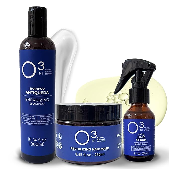 Energizing Shampoo + Revitalizing Mask + Hair Serum - High-Performance Natural Hair Treatment - Ozone Therapy - Strengthens Hair Appearance - Shampoo 10.14 Fl Oz Mask 7.05Fl Oz Serum 2.03 Fl Oz