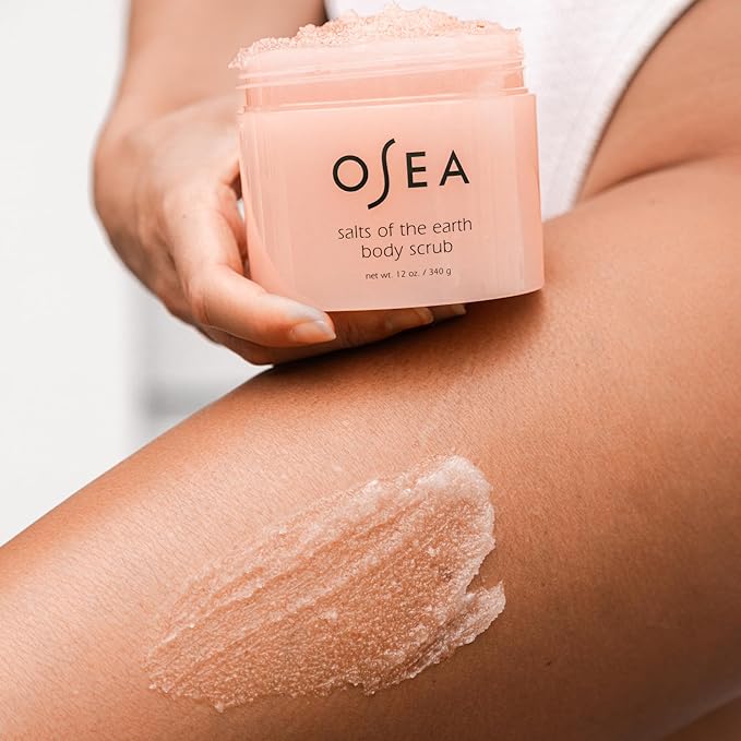 OSEA Salts of the Earth Body Scrub 12 oz - Pink Himalayan Salt Scrub - Gentle Body Exfoliation Skincare - Ideal Spa Gift for Pampering - Clean Beauty & Vegan Body Care (Pack of 2)