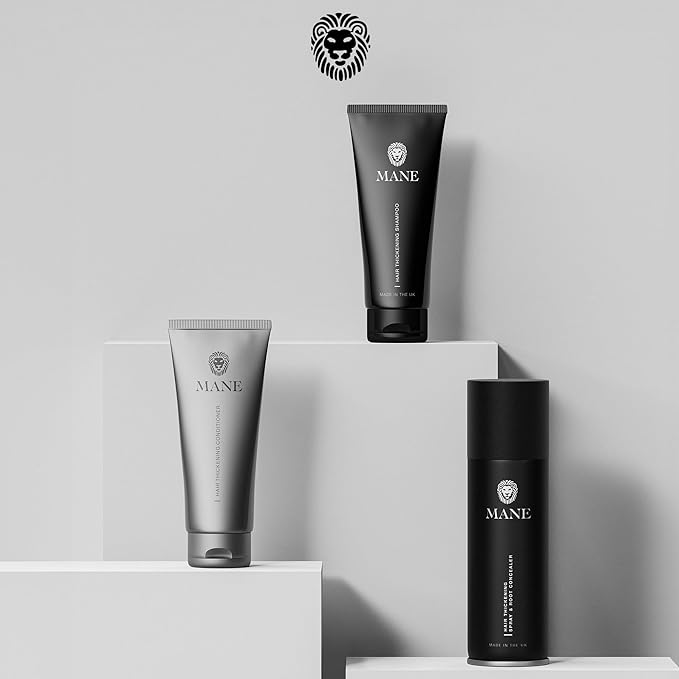 MANE Hair Thickening Spray & Root Touch Up, Seal & Control Combo Pack, Instantly Thicker Hair for Men & Women, Fill in Hairlines and Hide Thinning and Fine Patches - Ash Blond, 12 Colors (6.76 oz)