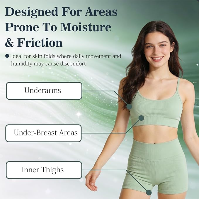 2Pcs Intertrigo Relief Cream, Skin Fold Barrier Cream for Moisture & Friction Protection, Fast-Drying Non-Greasy Formula for Friction-Prone Areas, 2 oz / 57g