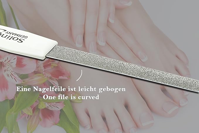SMI 5 Pcs Solingen Germany Sapphire Metal Nail File Set + 1 Curved File - Fine and Coarse Nail Files - Double Sided Professional Manicure Pedicure Kit Best Nail File for Fingernail Toenail Care