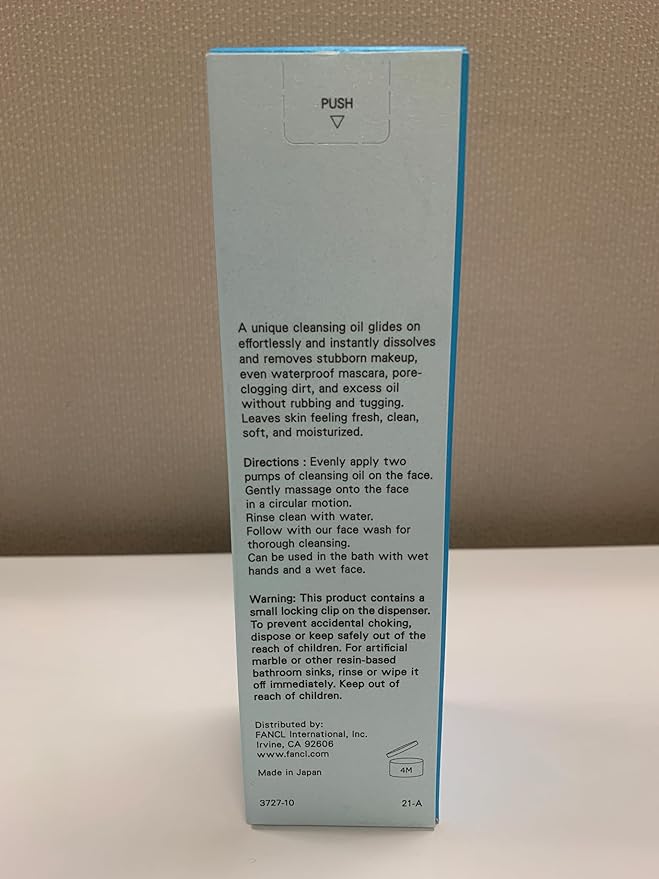 FANCL Mild Cleansing Oil, Japanese Facial Cleansing Oil, Makeup Remover, Oil Cleanser, 100% Preservative Free, Clean Skincare for Sensitive Skin (1, Blue)