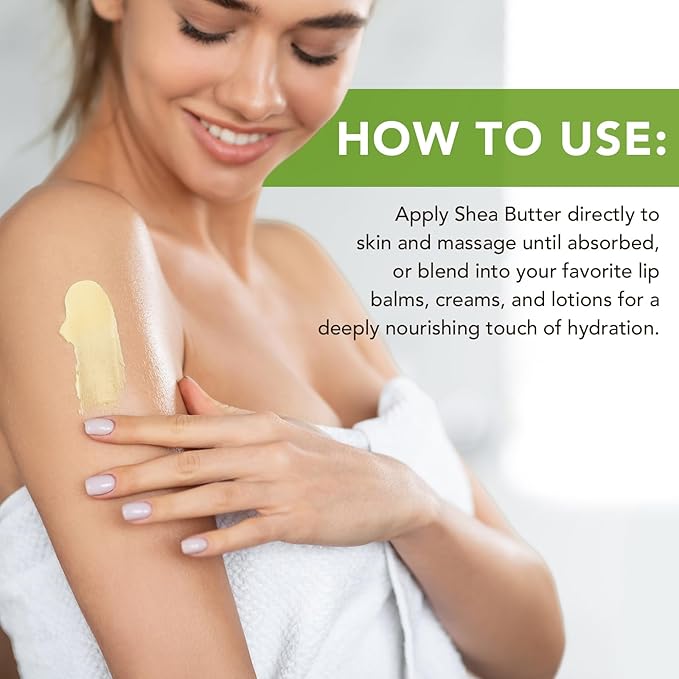 Pure Organic Shea Butter Raw, Unrefined Body & Face Butter - 100% Natural Vitamin A, E & F - Long-Lasting Hydration for Dry Skin, Hair Care, 7.8 oz