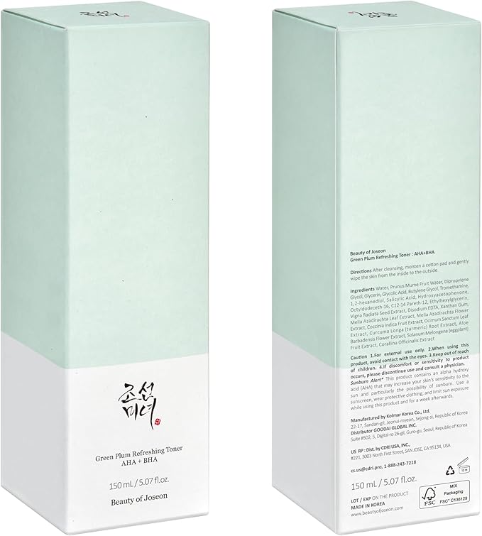 Green Plum Refreshing Toner : AHA + BHA – Beauty of Joseon