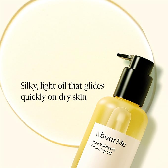 About Me Rice Makgeolli Cleansing Oil – Korean Makeup Remover Cleanser for Sensitive Skin – Daily Makeup Removal with Rice Bran Oil – Korean Skin Care – 6.59oz, 195ml
