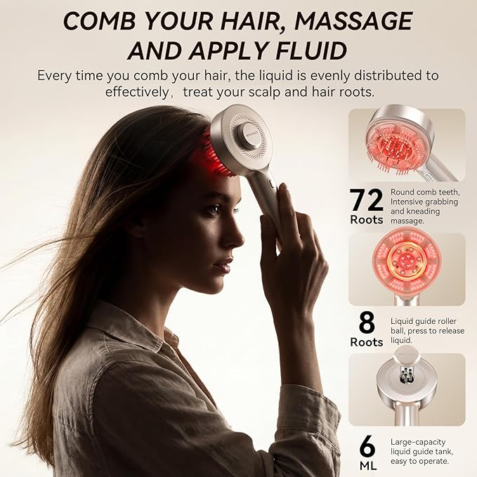 Scalp Massager Hair Growth, Electric Scalp Massager Brush with EMS & Hair Oil Applicator 3-in-1, IPX7 Waterproof Head Massager Scalp for Shampoo & Home Use