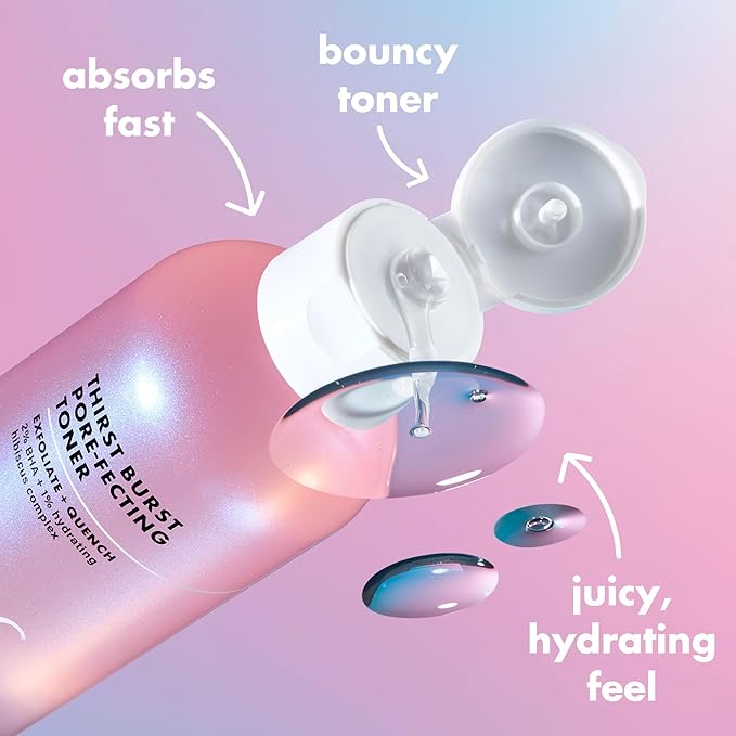 e.l.f. Thirst Burst Pore-fecting Toner Mini, Hydrating & Exfoliating for Face, Smooths, Plumps, Pore-Minimizing, Infused with Salicylic Acid, Vegan & Cruelty-Free