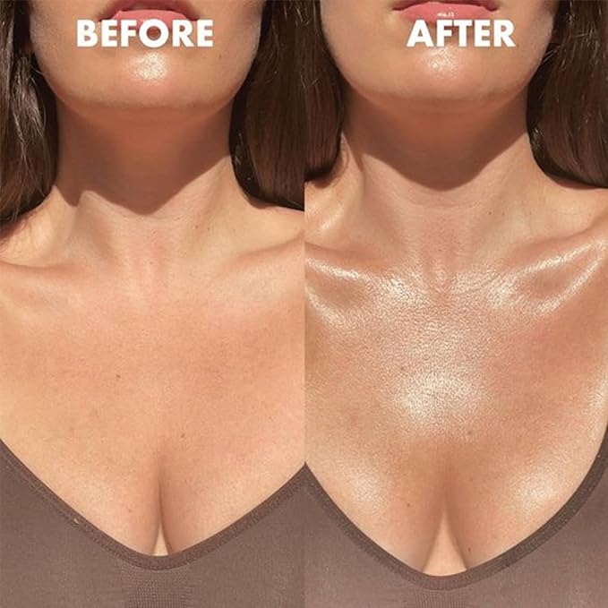 PHOERA Body Shimmer Oil, Bronzer Body Glow Highlighter Luminize with Makup Bursh,Self Tanning Lotion,1oz/Jars (101 Rose Gold)