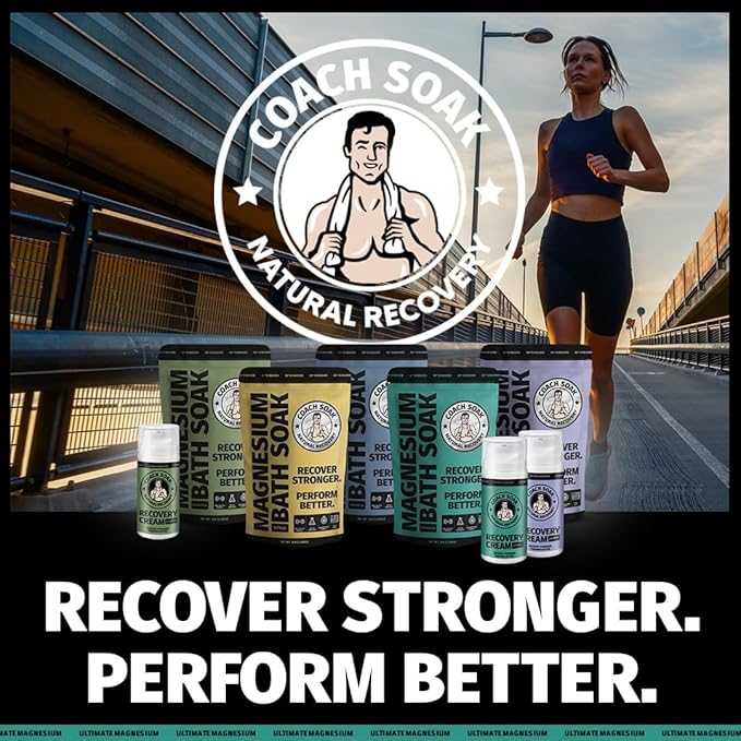 Coach Soak Epsom Salt Alternative Bath Soak & Cream with Magnesium Flakes - 1.61 lb (Pack of 2) - Cooling Peppermint - Foot Soak & Bath Salts for Relaxing Muscle Support & Skin Softening