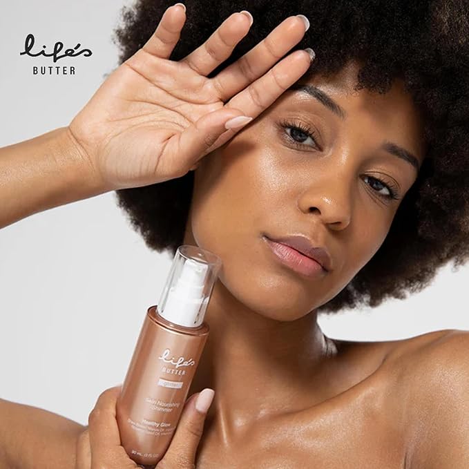 Life's Butter Face & Body Shimmer Healthy Waterproof Moisturizing Glow | Shea Butter, Marula Oil, Jojoba Oil and Vitamin C | Glistening Bronze | 3 Fl Oz (Pack of 1)